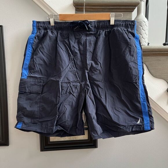 Nautica Classic Blue Nylon Swim Trunks sz XL EUC - Picture 1 of 5